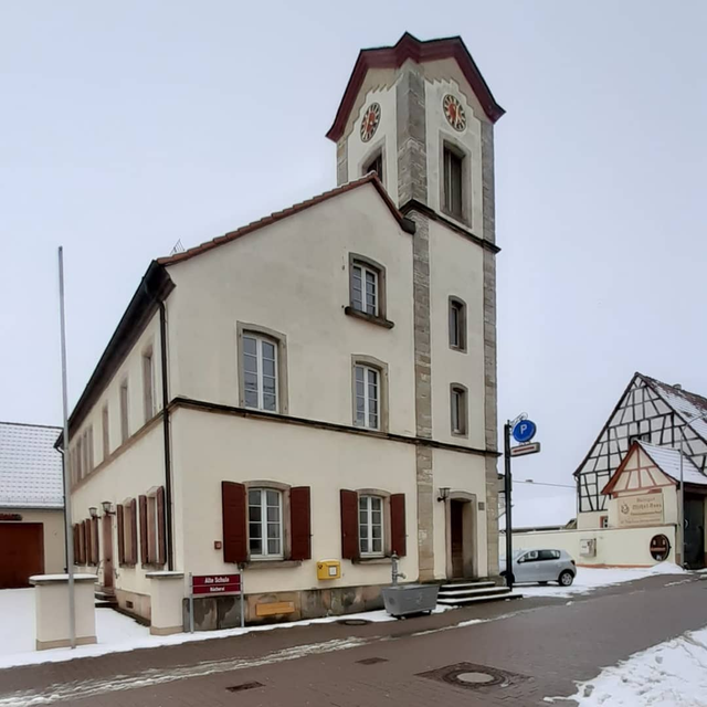 ILBESHEIM, 1858 Schulhaus mit Glockenturm